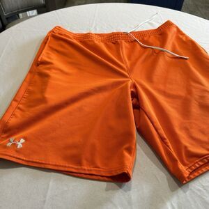 Men's Under Armor Orange Basketball Shorts With Drawstring XL Pre Owned
